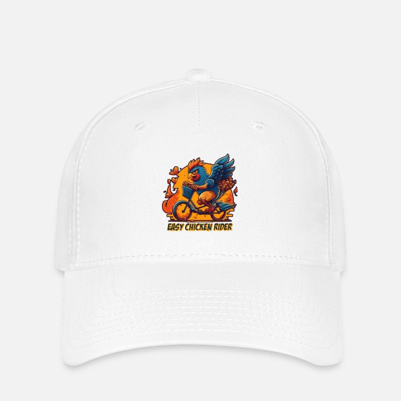 Poulet à vélo avec lettrage - Casquette Flexfit - blanc