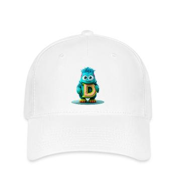 Buntes Monster mit hellem Buchstaben D - Flexfit Cap - Weiß - Vorne