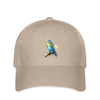 Perruche bleu vert dessin aquarelle - Casquette Flexfit - kaki - Devant