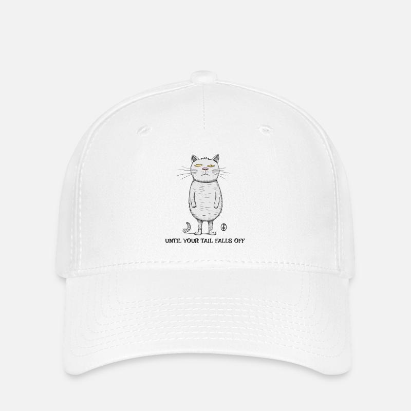 'Til your dick falls off, cartoon cat - Flexfit Cap - white