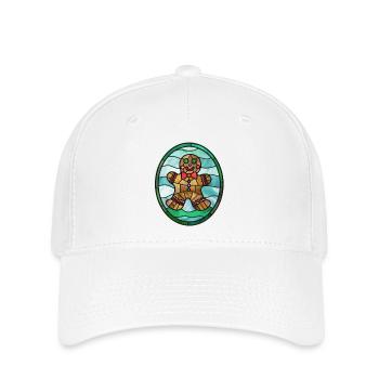 Bonhomme en pain d’épice. Gingerbread. Noël. Vitrail - Casquette Flexfit - blanc - Devant