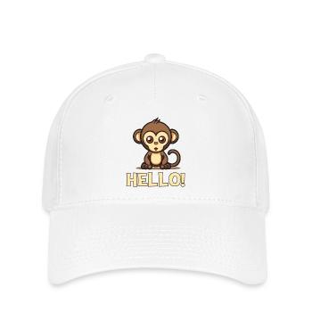Bonjour! petit singe mignon - Casquette Flexfit - blanc - Devant