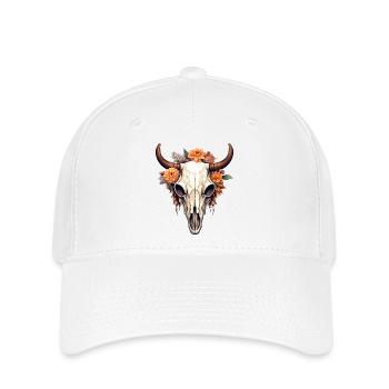 Bull Dead Skull in Boho Style - Flexfit Cap - white - Front