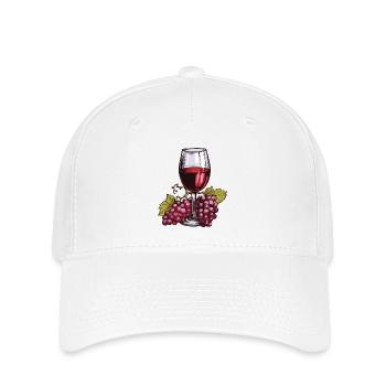 Wine Glass Grapes Wine - Flexfit Cap - white - Front
