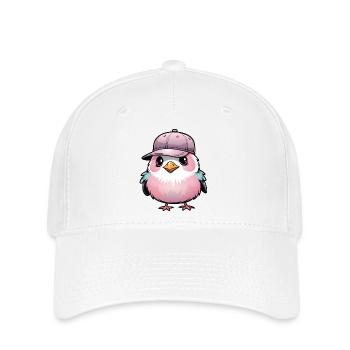 Oiseau rose mignon avec casquette de Baseball - Casquette Flexfit - blanc - Devant