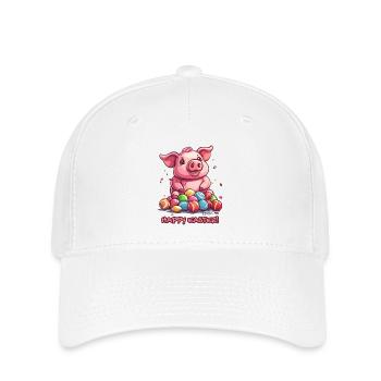Happy Easter: Happy Pig Easter Egg - Flexfit Cap - white - Front