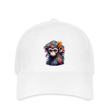 Cute Monkey / Monkey Girl / Cute / Hair Bow - Flexfit Cap - white - Front