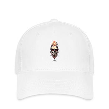 Tattoo-inspirierte Fackel Kerze mit Totenkopf - Flexfit Cap - Weiß - Vorne