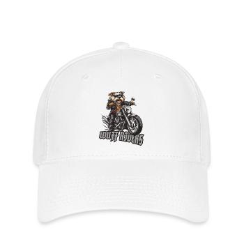 Wuff Riders: Motorradfahrender Rocker Biker Hund - Flexfit Cap - Weiß - Vorne