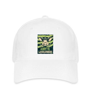 Ahoy, Landlubbers : un drôle de cochon pirate - Casquette Flexfit - blanc - Devant