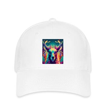 Abstrakter Neon Hirsch - Flexfit Cap - Weiß - Vorne