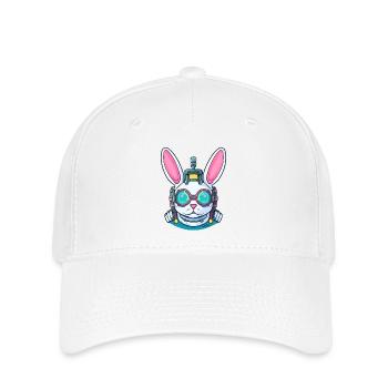 Ein lustiger Cyborg-Hase - Flexfit Cap - Weiß - Vorne