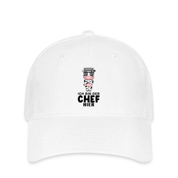 Chef Spruch Anführer Kuh Motiv - Flexfit Cap - Weiß - Vorne