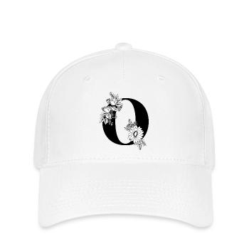 Lettre o floral noir et blanc - Casquette Flexfit - blanc - Devant