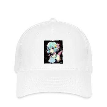 Coole Anime Sci-Fi-Cyborg-Mädchen - Flexfit Cap - Weiß - Vorne