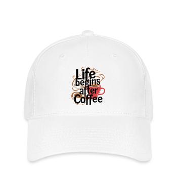 DAS LEBEN BEGINNT NACH DEM KAFFEE - Flexfit Cap - Weiß - Vorne