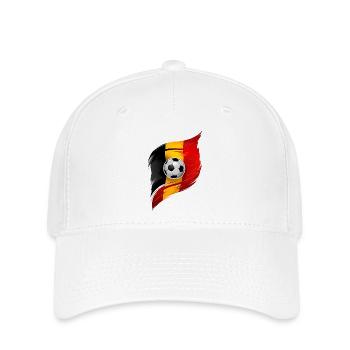 Belgique football, football drapeau belge - Casquette Flexfit - blanc - Devant