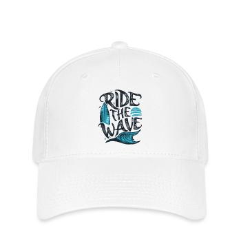 Ride the Wave Surfen Surfbrett Sommer Urlaub - Flexfit Cap - Weiß - Vorne