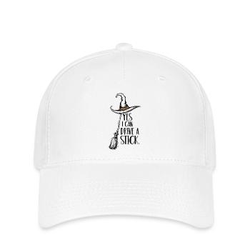 Lustiger Halloween Spruch Yes I can drive a stick - Flexfit Cap - Weiß - Vorne