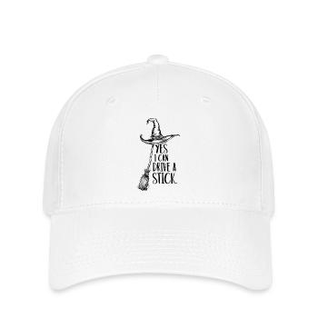 Lustiger Halloween Spruch Yes I can drive a stick - Flexfit Cap - Weiß - Vorne