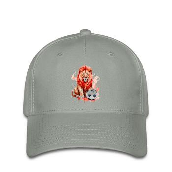 Löwe Fußball Bunt Österreich Tier Design Print - Flexfit Cap - Grüngrau - Vorne