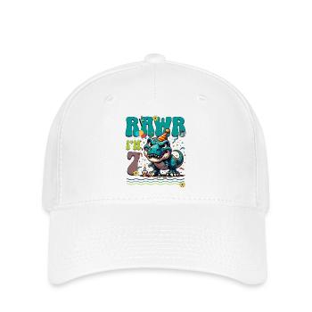 7ème anniversaire Rawr T Rex Dinosaure - Casquette Flexfit - blanc - Devant