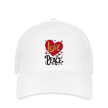 Symbole de l’amour et de la paix sur fond de coeur - Casquette Flexfit - blanc - Devant
