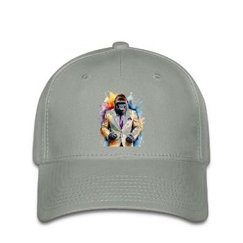 Costume de gorille singe Imprimé de conception d’animaux colorés - Casquette Flexfit - gris vert - Devant
