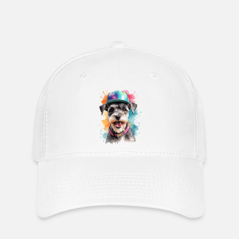 Zwergschnauzer Snapback Cap Hund Tier Design Print - Flexfit Cap - Weiß