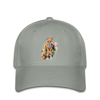 Costume de renard imprimé de conception animale colorée - Casquette Flexfit - gris vert - Devant