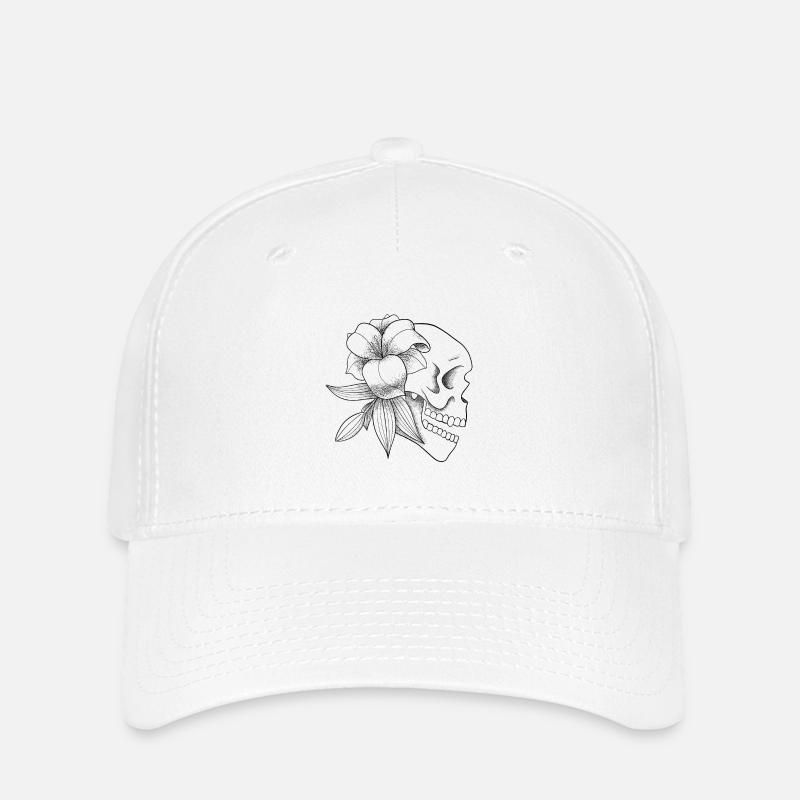 Skull Black - Flexfit Cap - white