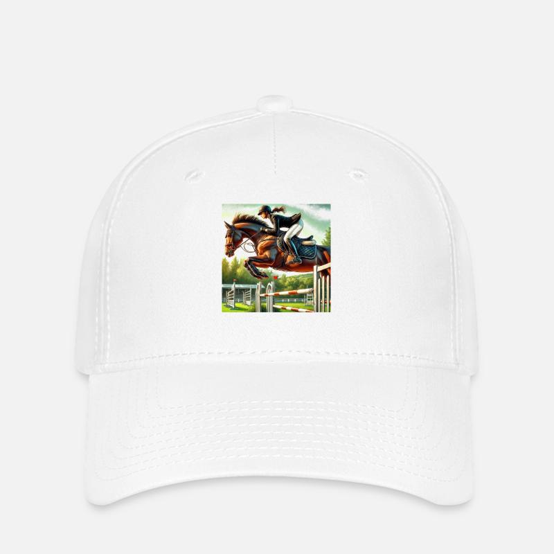 Cavalier de saut d’obstacles - Casquette Flexfit - blanc
