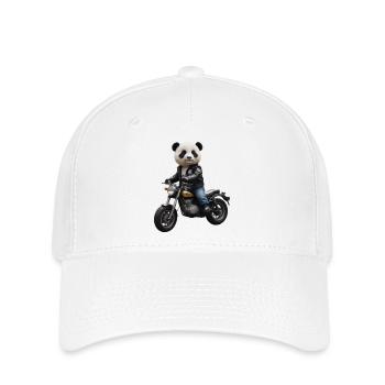 Biker Panda - Flexfit Cap - Weiß - Vorne