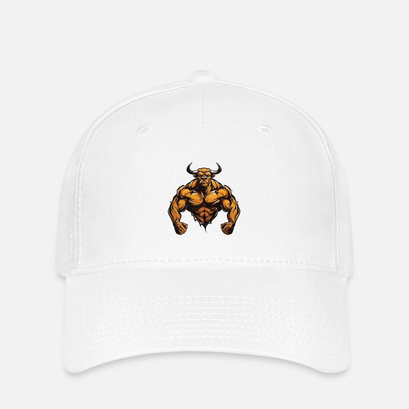 Bulle Stier Muskeln Workout Gym - Flexfit Cap - Weiß