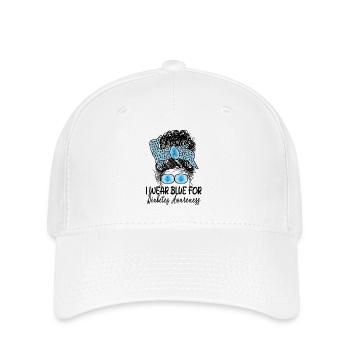 Ich trage Blau für Diabetes Bewusstsein Dutt - Flexfit Cap - Weiß - Vorne