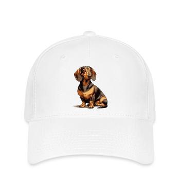 Sitting Dachshund - Flexfit Cap - white - Front