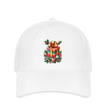 Design festif de Noël – boîte cadeau avec décoration - Casquette Flexfit - blanc - Devant