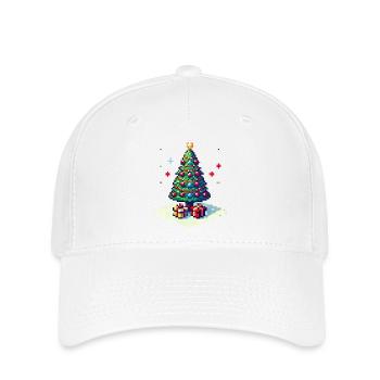 8 Bit Weihnachtsbaum - Flexfit Cap - Weiß - Vorne