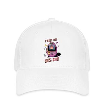 Tamagotchi Feed Me 90er Jahre Nostalgie Design - Flexfit Cap - Weiß - Vorne