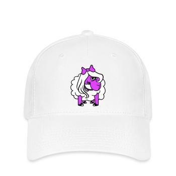 mouton offensé fille femme mauvais œil joli - Casquette Flexfit - blanc - Devant