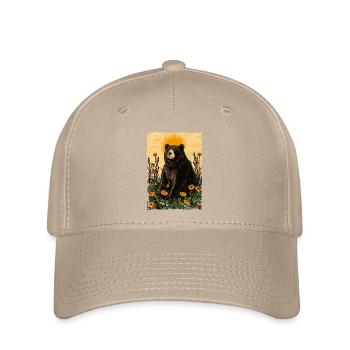Ours sur prairie ensoleillée pleine de fleurs - Casquette Flexfit - kaki - Devant