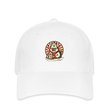 Bad mood morning grouch pig with coffee - Flexfit Cap - white - Front