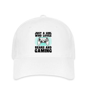 Gamer and Bear: Video Games and Wild Adventure - Flexfit Cap - white - Front