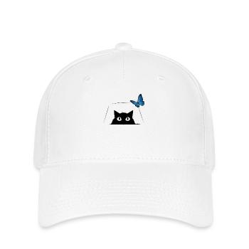 Chat mignon et papillon bleu Chat mignon - Casquette Flexfit - blanc - Devant