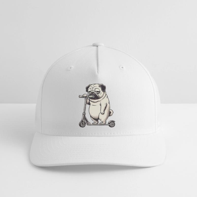 Funny Pug Scooter Scooter Kickroller Grumpy Flexfit Cap