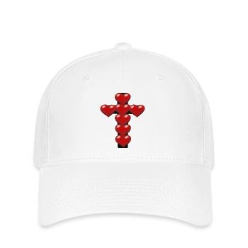 Coeur Coeurs Croix Croix Crucifix - Casquette Flexfit - blanc - Devant