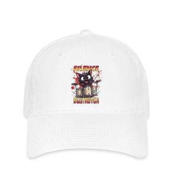 Schlagzeug Drums Silence Destroyer Katze Lustig - Flexfit Cap - Weiß - Vorne