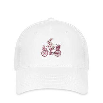 Ostern Hase Fahrrad Retro Stil - Flexfit Cap - Weiß - Vorne