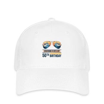 Kreuzfahrt In Meinen 50. Geburtstag Spiegelbild - Flexfit Cap - Weiß - Vorne