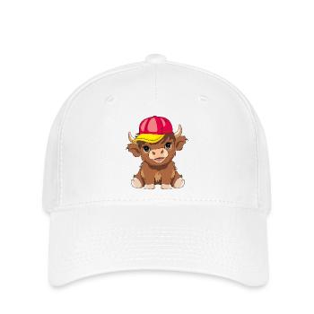 Mignon veau Highland portant une casquette de baseball - Casquette Flexfit - blanc - Devant
